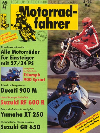 Motorradfahrer 5/1993 – Ducati Monster 900; Suzuki GR 650 Gespann
