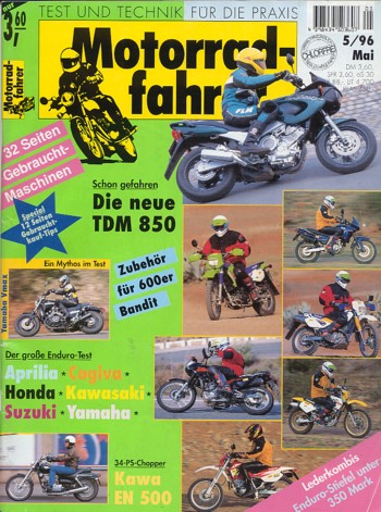 Motorradfahrer 5/1996 – 6-fach Enduro-Test, Vmax, Kawasaki EN 500