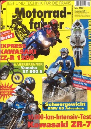 Motorradfahrer 5/2002 – Triumph Speed Four; Test Kawasaki ZZ-R 1200; Benelli Tornado Tre 900 LE; Husaberg FE 400 E, Probefahrt