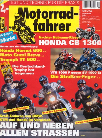 Motorradfahrer Heft 5/2003 – BMW R 1150 GS Adventure vs. Honda XL 1000 V Varadero vs. KTM 950 Adventure