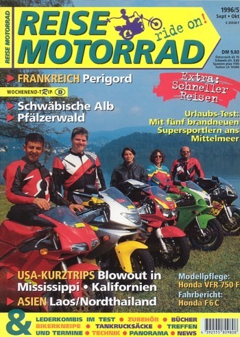 REISE MOTORRAD ride on! 5/1996 – Honda VFR 750 F mit 72 kW (98 PS) im Test, Ducati 916 Biposto mit 72/80 kW (98/109 PS) im Urlaubs-Test