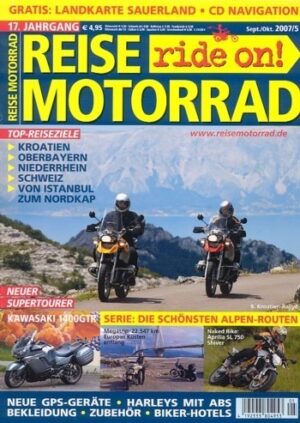 REISE MOTORRAD ride on! 5/2007 – Kawasaki 1400 GTR mit 114 kW (155 PS) Test & Technik, Kawasaki Versys mit 47 kW (64 PS) Test & Technik