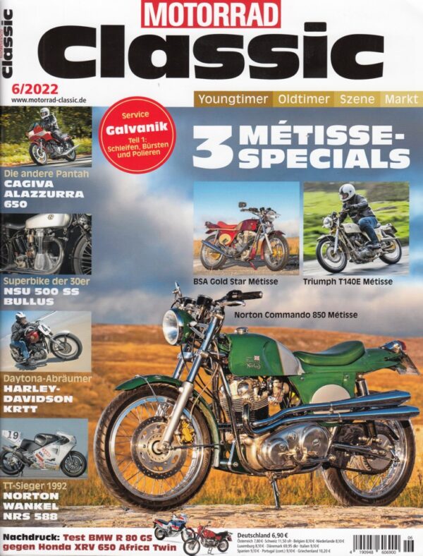 Motorrad Classic 6/2022 – Mètisse-Specials, Harley KRTT, Norton NRS 588