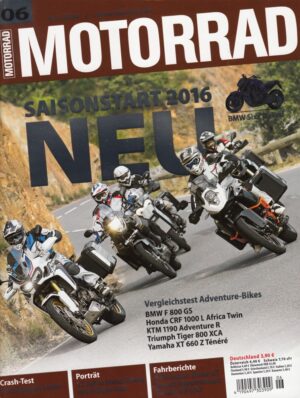 MOTORRAD 06/2016 – Adventure-Vergleichstest, Fahrberichte Super Duke GT/Hypermotard/SV 650