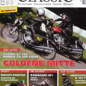 MOTORRAD CLASSIC 6/2009 – Vergleich Honda CB 500 Four, hier; Vergleich Suzuki GT 550, hier; Kawasaki 650 W1, ein seltener Dampfhammer