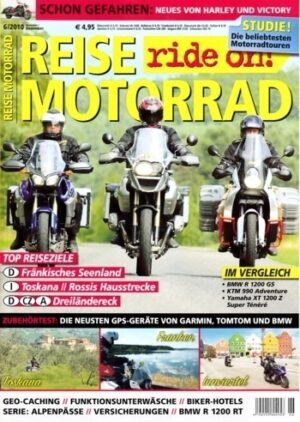 REISE MOTORRAD ride on! 6/2010 – BMW R 1200 GS mit 81 kW (110 PS) im Vergleichstest, KTM 990 Adventure mit 78 kW (106 PS) im Vergleichstest