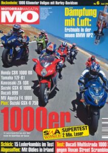Titelseite: MO 6/2005 – Technik BMW HP2; Ducati 999 vs. Suzuki GSX-R 1000 und andere im Super-Test
