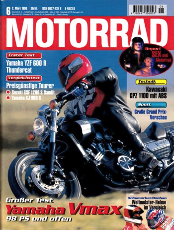 MOTORRAD 6/1996 – Test Yamaha Vmax; Test Yamaha YP 250 Majesty; Test Yamaha YZF 600 R Thundercat; Test Kawasaki GPZ 1100