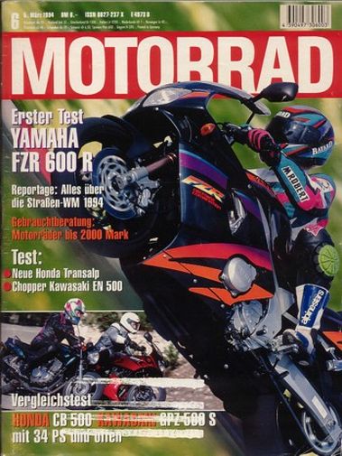 MOTORRAD 6/1994 – Vergleich Honda CB 500 vs. Kawasaki GPZ 500 S; Test Yamaha FZR 600 R