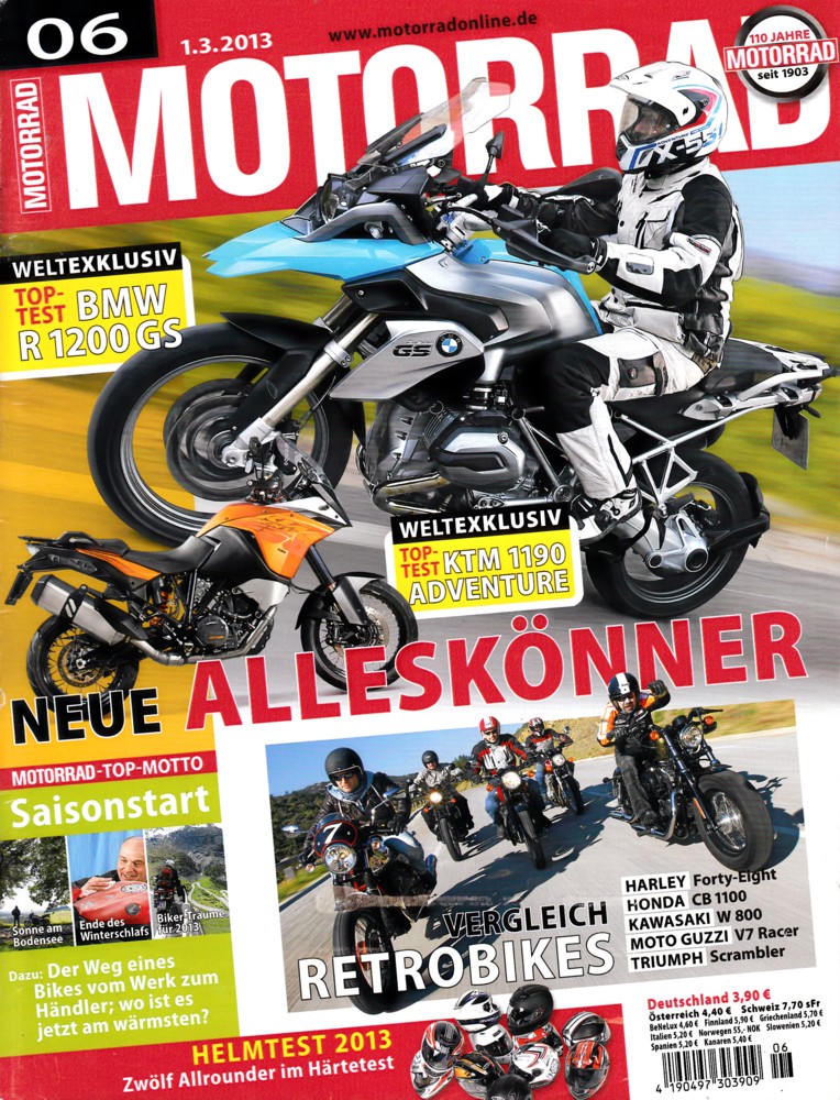 MOTORRAD 6/2013 – Top-Test BMW R 1200 GS 2012/2013; Top-Test KTM 1190 Adventure