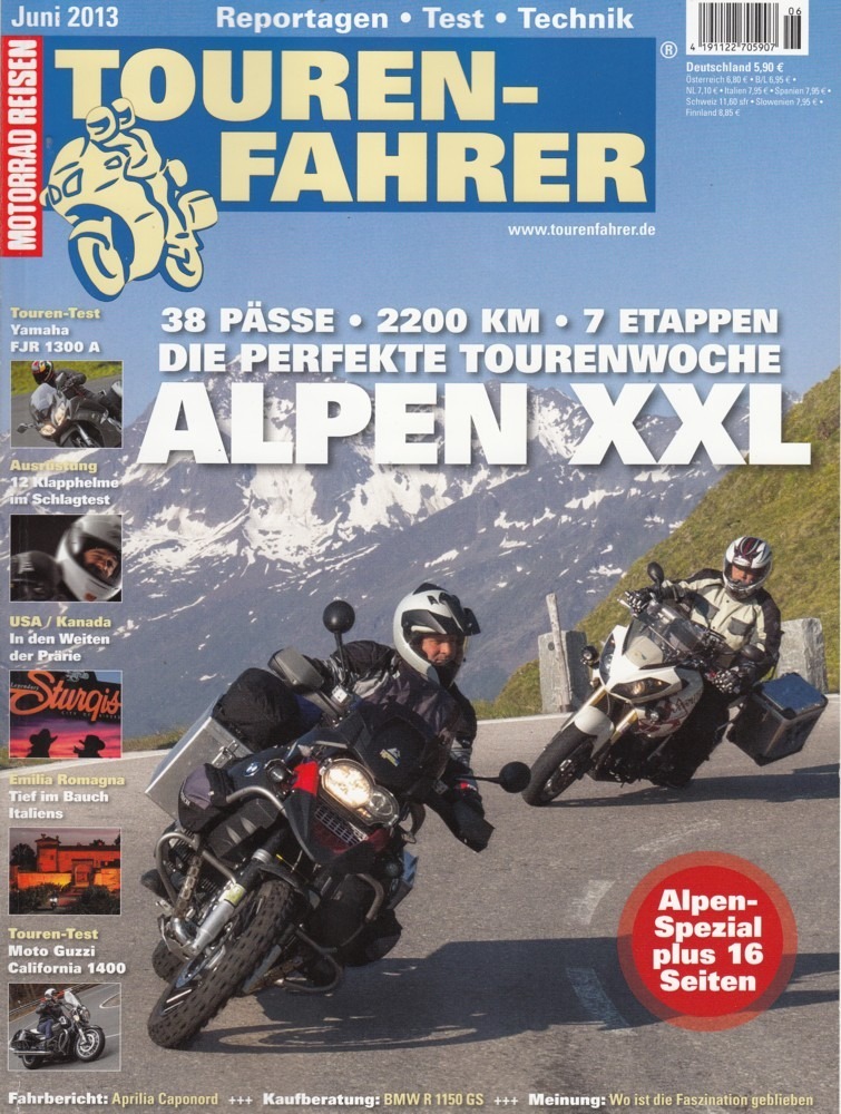 Titelbild: Tourenfahrer 6/2013 – Yamaha FJR 1300 A; Moto Guzzi California 1400 Touring