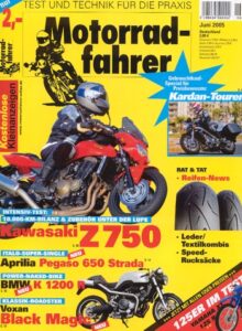 Titelseite: Motorradfahrer Heft 6/2005 – BMW K 1200 R, Kawasaki Z 750 Intensivtest nach 10.000 km, Ducati 999