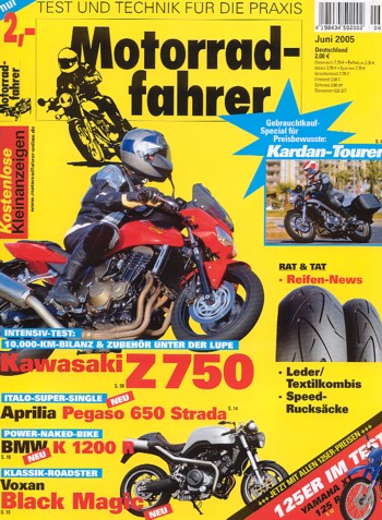 Motorradfahrer 6/2005 – BMW K 1200 R; Aprilia Pegaso 650 Strada; Voxan Black Magic; Test Ducati 999