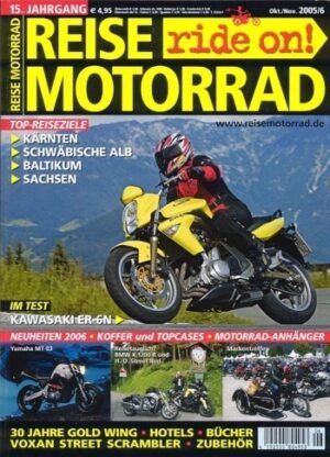 REISE MOTORRAD ride on! 6/2005 – Kawasaki ER-6n mit 53 kW (72 PS) im Reise-Test, Voxan Street Scrambler mit 69 kW (94 PS) Probefahrt