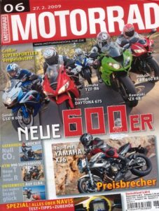 Titelseite: MOTORRAD 6/2009 – Top-Test Yamaha XJ6; Vergleich Yamaha YZF-R1 2008/2009