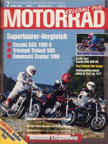 MOTORRAD 7/1992 – Kawasaki Zephyr 1100; Suzuki GSX 1100 G; Triumph Trident 900; Test Ducati 851 S 3