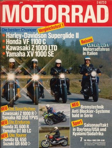 MOTORRAD 7/1983 – Harley-Davidson FXRS Super Glide II mit 41 kW (56 PS) im Vergleichstest