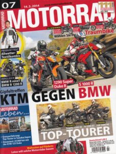 Titelseite: MOTORRAD 7/2014 – Dauertest-Bilanz KTM 125 Duke; Gebrauchtkauf Moto Guzzi Stelvio 1200