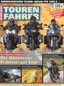 Titelseite: TOURENFAHRER 7/2019 – BMW R 1250 GS Adv. vs. Ducati Multistrada 1260