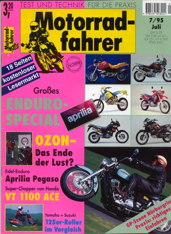 Motorradfahrer 7/1995 – Test Aprilia Pegaso 650; Test Honda VT 1100 C2 Shadow Ace; Suzuki RF 900 RS 2; Suzuki AN 125