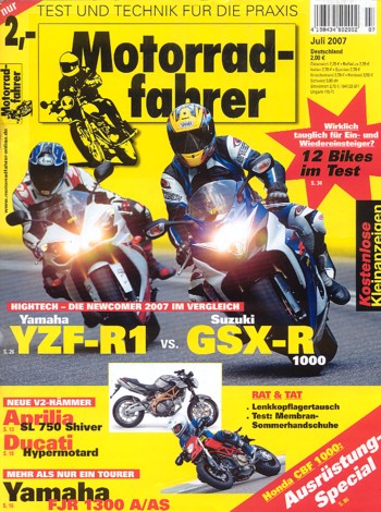 Motorradfahrer 7/2007 – Suzuki GSX-R 1000 vs. Yamaha YZF-R1