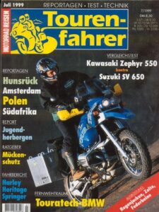 Titelseite: Tourenfahrer 7/1999 – Kawasaki Zephyr 550 vs. Suzuki SV 650