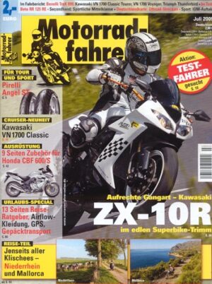 Motorradfahrer 7/2009 – Benelli Tre 899 K mit 78 kW (106 PS) Test & Technik; Kawasaki VN 1700 Classic Tourer mit 54 kW (73 PS) Test & Technik