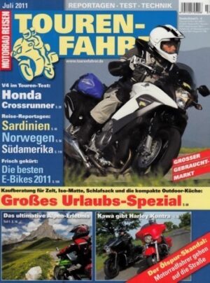 TOURENFAHRER 7/2011 – Honda Crossrunner mit 75 kW (102 PS) im Touren-Test, Harley-Davidson Street Glide mit 62 kW (84 PS) im Touren-Test