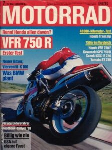Titelseite: MOTORRAD 7/1988 – Dauertest Honda XL 600 V Transalp; Test Honda VFR 750 R