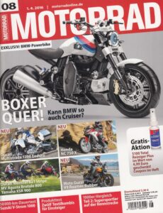 Titelseite: MOTORRAD 08/2016 – BMW Boxer Cruiser, Ducati Multistrada 1200 Enduro, Honda NC 750 X, TOP-Test Triumph Speed Triple S