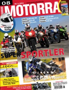 Titelseite: MOTORRAD 8/2012 – Top-Test Triumph Tiger Explorer; Gebrauchtkauf BMW K 1300 GT / R / S