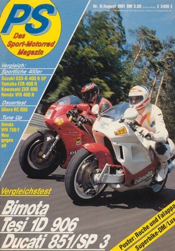 PS 8/1991 – Honda VFR 400 R mit 43,5 kW (59 PS) im Vergleichstest, Kawasaki ZXR 400 mit 48 kW (65 PS) im Vergleichstest