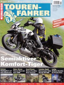 Titelseite: TOURENFAHRER 8/2016 – Zero DSR ; Triumph Tiger Explorer XCA