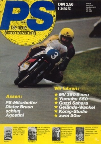 PS 8/1975 – Yamaha XS 650 mit 37 kW (51 PS) Test & Technik, Moto Guzzi Sahara mit 18 kW (25 PS) Test & Technik