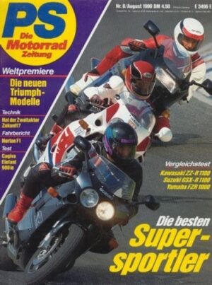 PS 8/1990 – Kawasaki ZZ-R 1100 mit 74 kW (100 PS) im Vergleichstest, Suzuki GSX-R 1100 mit 74 kW (100 PS) im Vergleichstest