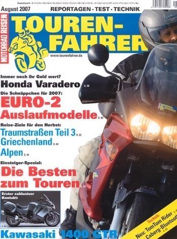 Tourenfahrer 8/2007 – Honda Varadero 1000; Kawasaki 1400 GTR