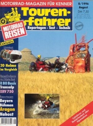 Tourenfahrer 8/1996 – BMW R 80 GS Basic mit 37 kW (50 PS) im Vergleichstest, Honda XRV 750 Africa Twin mit 44 kW (60 PS) im Vergleichstest