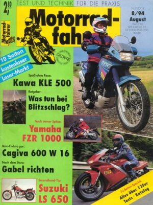 Motorradfahrer 8/1994 – Test Kawasaki KLE 500; Test Yamaha FZR 1000 Exup; Test Cagiva Mito 125; Suzuki LS 650 Savage, aus 2. Hand kaufen