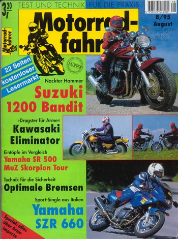 Motorradfahrer 8/1995 – MZ Skorpion Tour vs. Yamaha SR 500, KZL 600