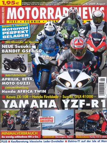 MOTORRAD NEWS 8/2009 – Moto Guzzi Stelvio 1200 NTX mit 77 kW (105 PS) Test & Technik; Aprilia SL 750 Shiver GT mit 70 kW (95 PS) Test & Technik; Aprilia NA 850 Mana GT mit 56 kW (76 PS) Test & Technik