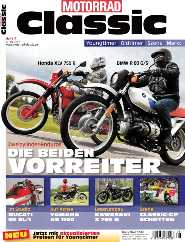Motorrad Classic 08/2012 – BMW R 80 G/S; Honda XLV 750 R; Yamaha XS 1100