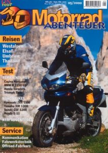 Titelseite: Motorrad ABENTEUER 05/2000 – Test KTM LC4 640 Adventure R; Triumph Tiger 900; Honda XL 1000 V Varadero; Cagiva Navigator
