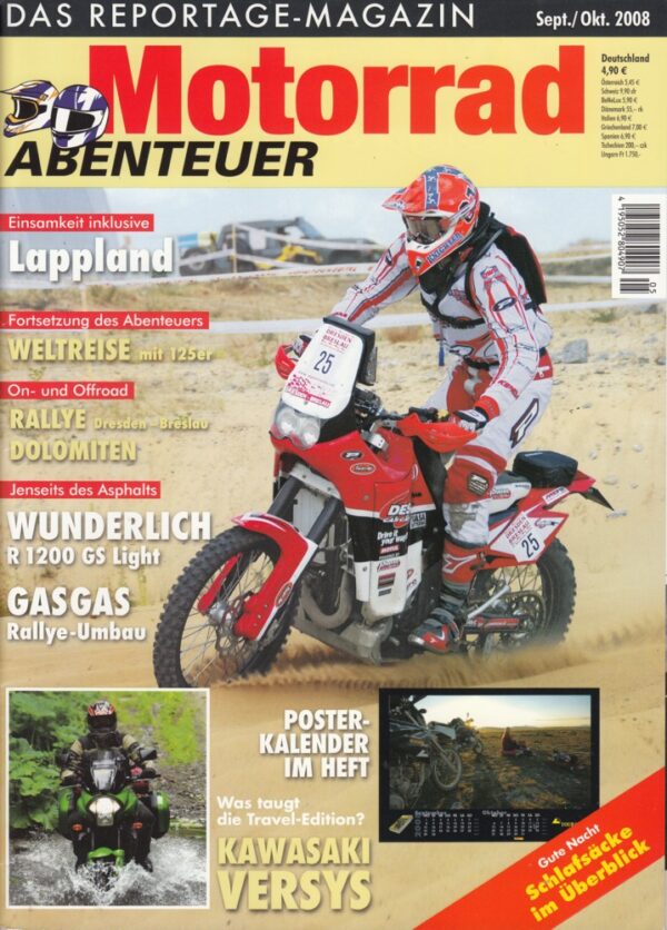 Motorrad ABENTEUER 9/10 2008 – Test Kawasaki Versys Travel Edition; BMW R 1200 GS, hier von Wunderlich getunt