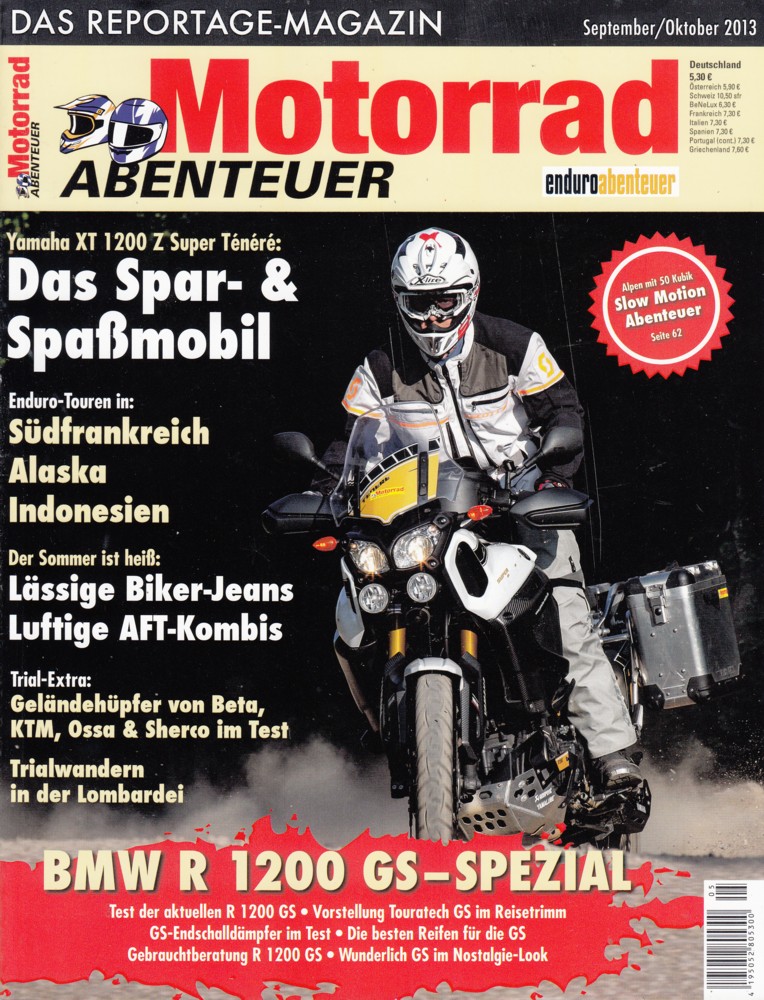 Titelbild: Motorrad Abenteuer 9/10 2013 – BMW R 1200 GS im GS-Spezial