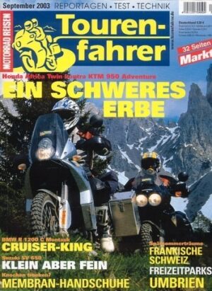 Tourenfahrer 9/2003 – Honda XRV 750 Africa Twin mit 44 kW (60 PS) im Vergleichstest, KTM 950 Adventure mit 72 kW (98 PS) im Vergleichstest