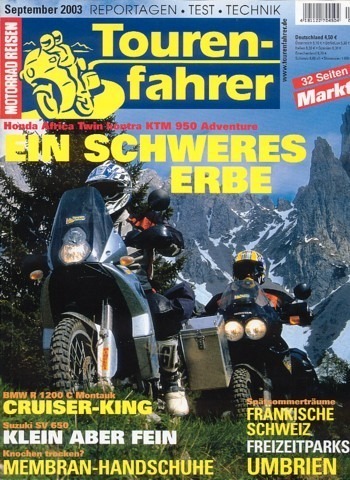 Tourenfahrer 9/2003 – Honda XRV 750 Africa Twin mit 44 kW (60 PS) im Vergleichstest, KTM 950 Adventure mit 72 kW (98 PS) im Vergleichstest