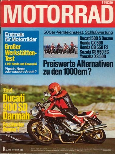 MOTORRAD 9/1978 – Test Ducati 900 SD Darmah; Ducati 500 Sport Desmo; Honda CB 550 F2; Honda CX 500