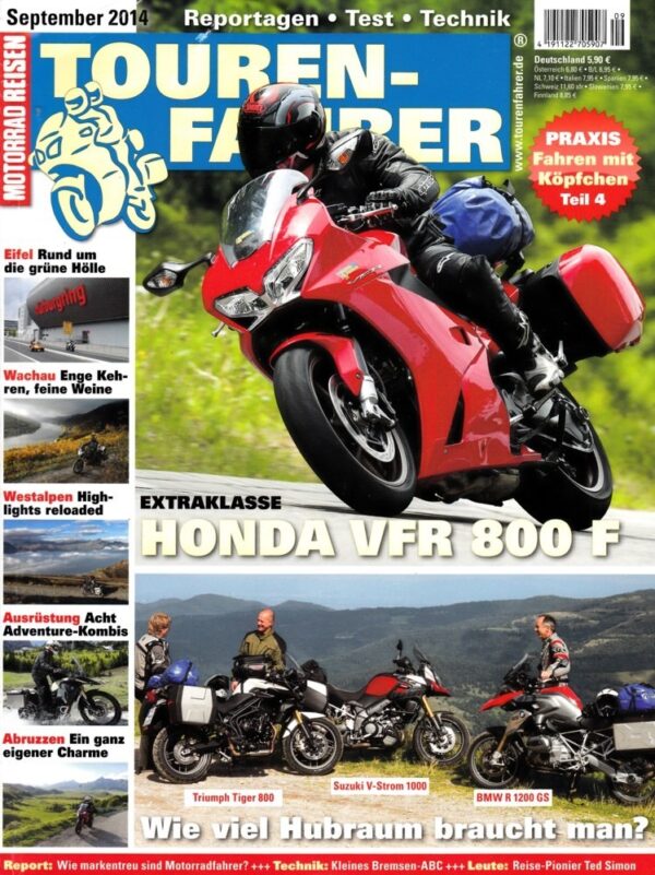 TOURENFAHRER 9/2014 – Triumph Tiger 800 mit 70 kW (95 PS) im Vergleichstest, Suzuki V-Strom 1000 mit 74 kW (100 PS) im Vergleichstest