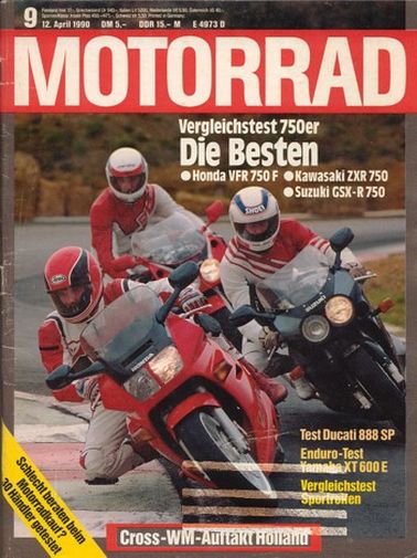 MOTORRAD 9/1990 – Honda VFR 750 F; Kawasaki ZXR 750; Suzuki GSX-R 750; Test Yamaha XT 600 E