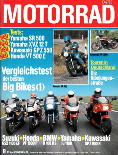 MOTORRAD 9/1984 – Kawasaki GPZ 900 R mit 74 kW (100 PS) im Vergleichstest; Yamaha FJ 1100 mit 74 kW (100 PS) im Vergleichstest